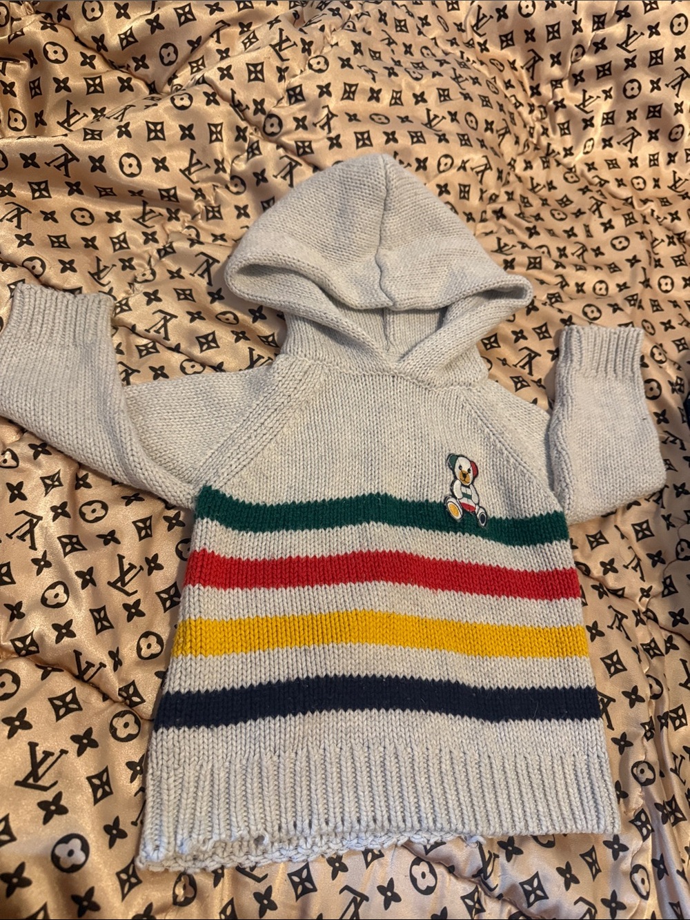 Hudson Bay toddler Hooded Sweater with Multicolor Stripes . Cotton blend